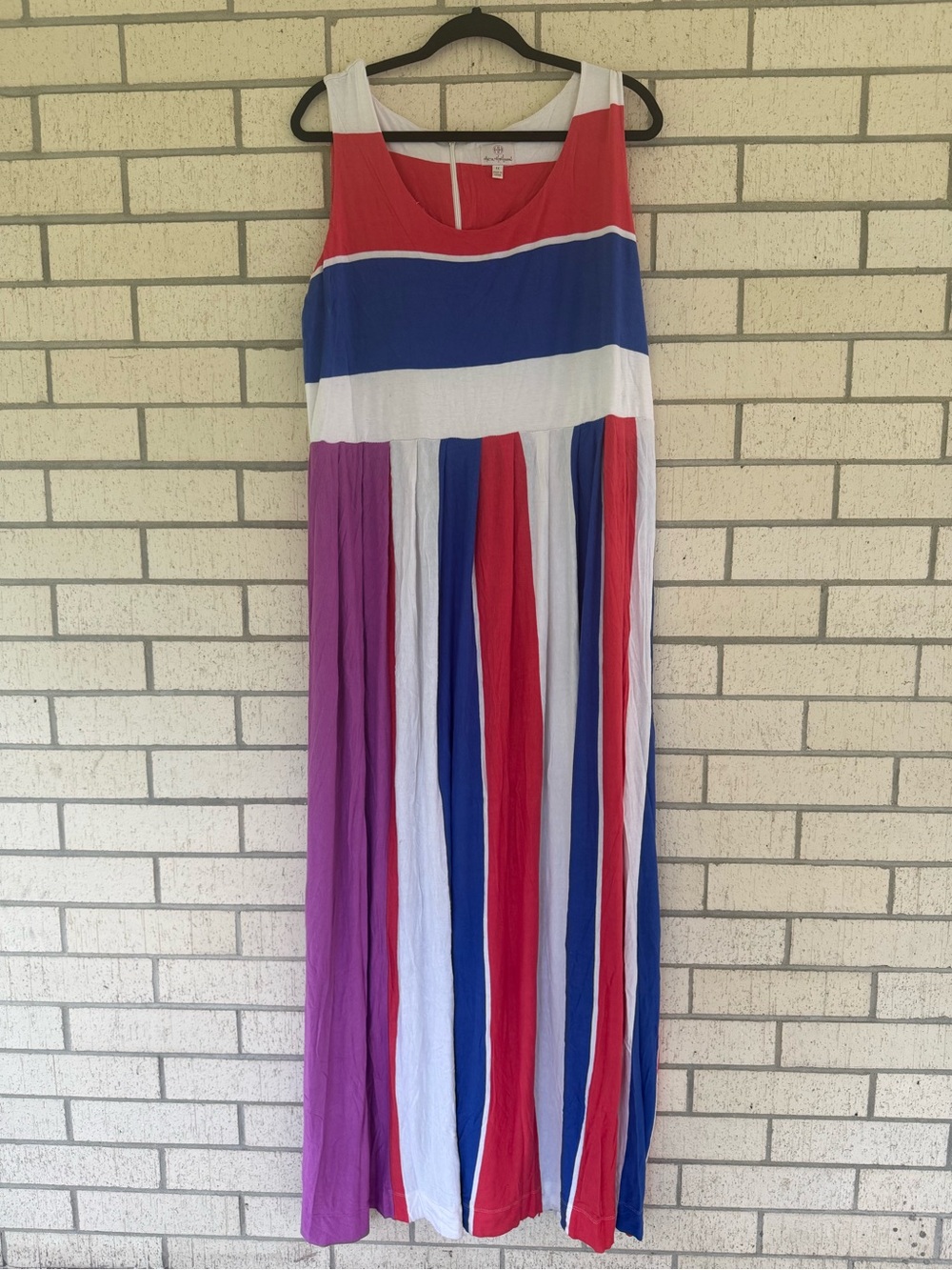 Anthropologie Striped Sleeveless Maxi Dress in Red, Blue, White & Purple